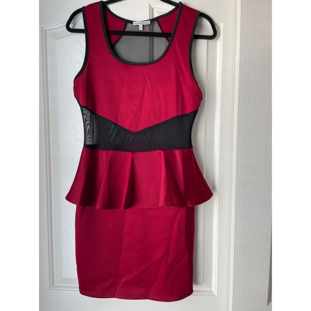 Charlotte Russe Burgundy and Black Mesh Dress